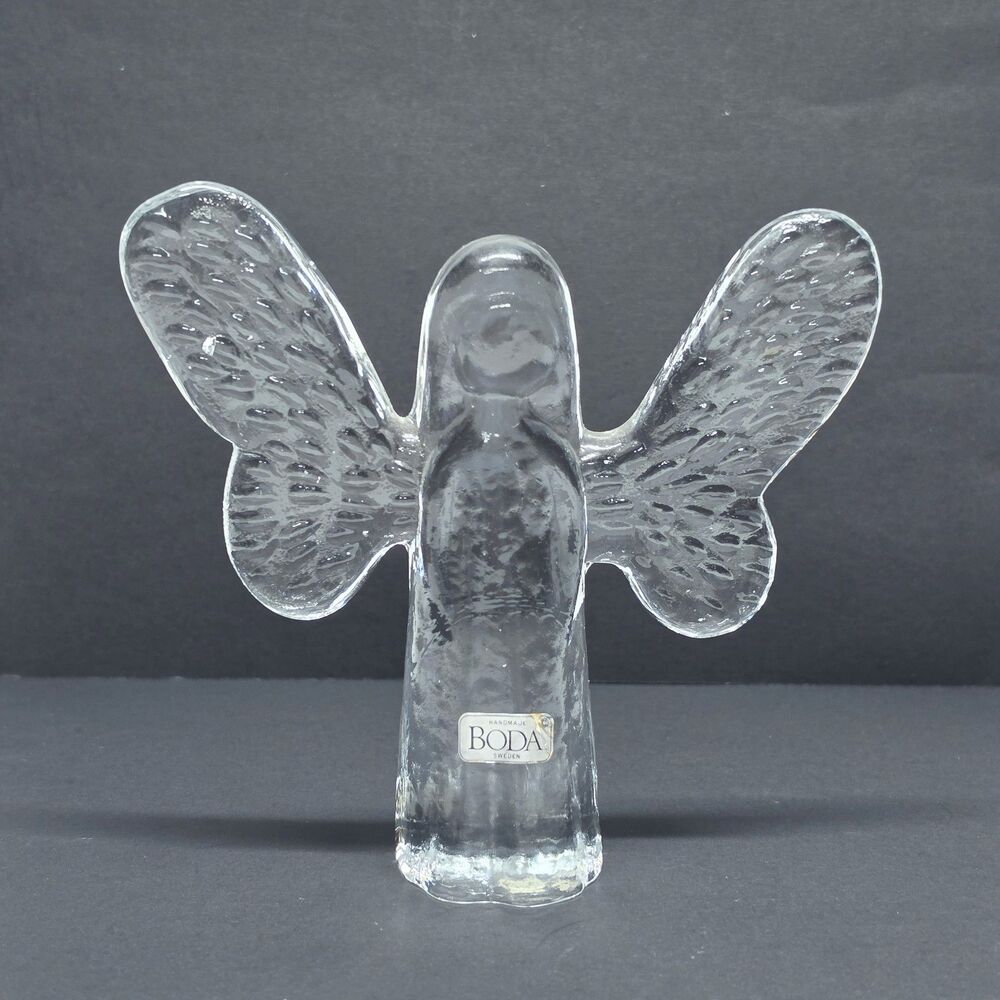 VTG Kosta Boda Swedish Art Glass Textured Angel Figurine By Bertil Vallien 5½"